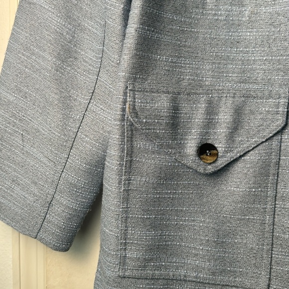 GANNI Blue Slub Recycled Polyester and Linen Blend Jacket Size 34EU - Picture 5 of 10